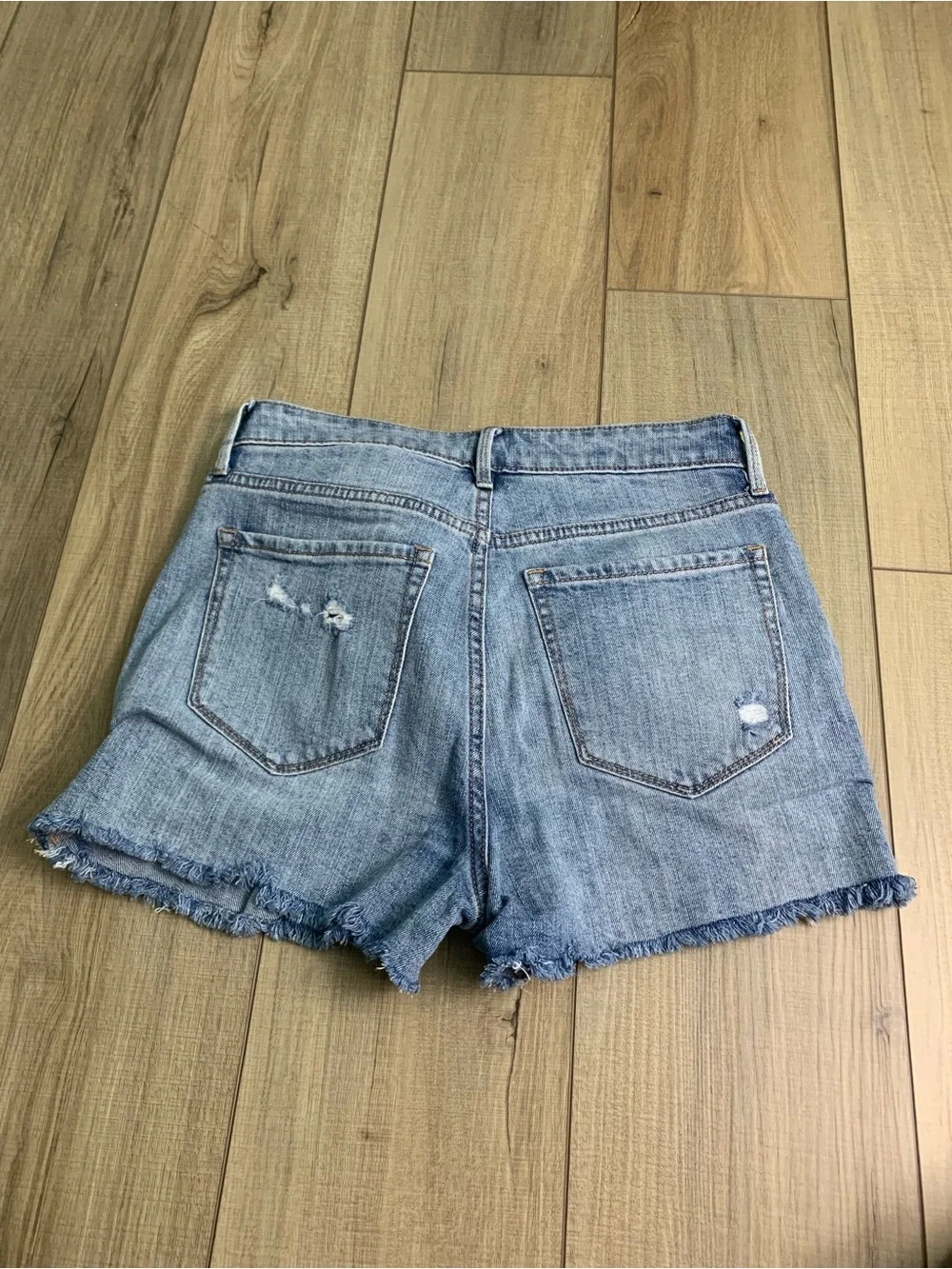 Distressed Denim Shorts with Bandana Patch